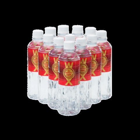 Twelve bottles of WOX arranged on a black background